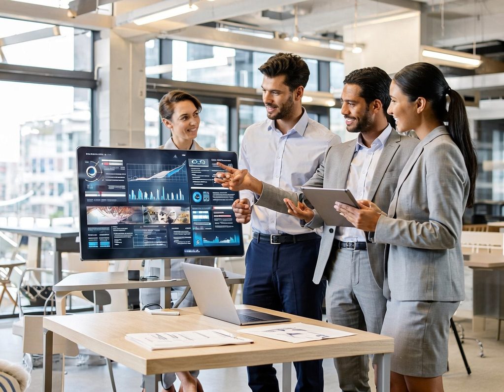 Team bei digitaler Immobilienverwaltung